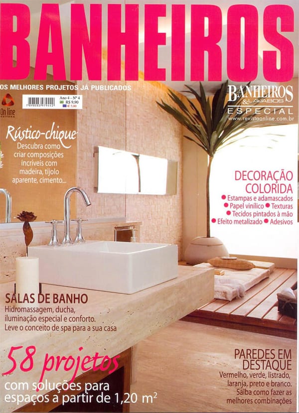 Capa da Banheiros & Lavabos · nº 4, matéria com projeto da INSIDE, acervo INSIDE