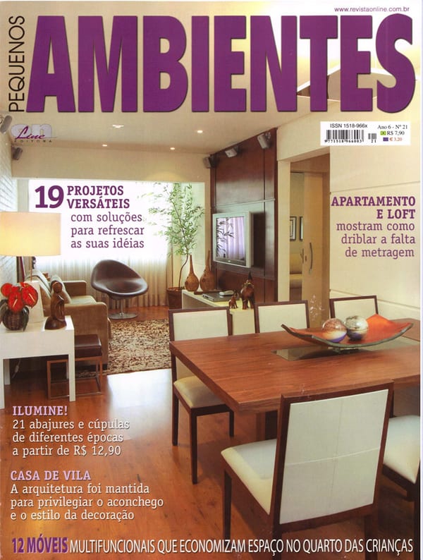 Capa da Pequenos Ambientes, matéria com projeto da INSIDE, acervo INSIDE